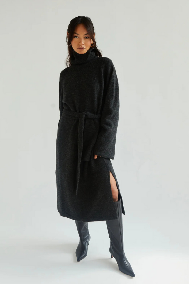 Black High Neck Knitted Dress