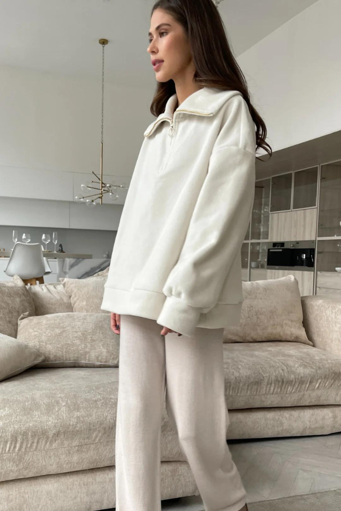 Off-white long sleeve half zip sweater