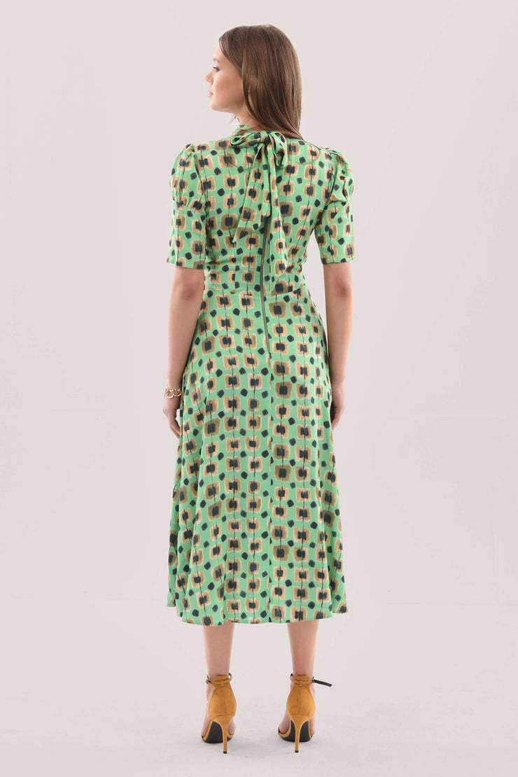 Closet London Lime Tie Back Print Midi Dress