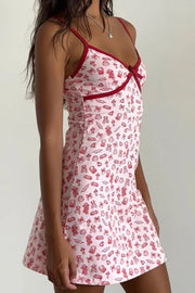 Motel Rocks Dimaya Mini Dress In Girlie Print With Red Binding