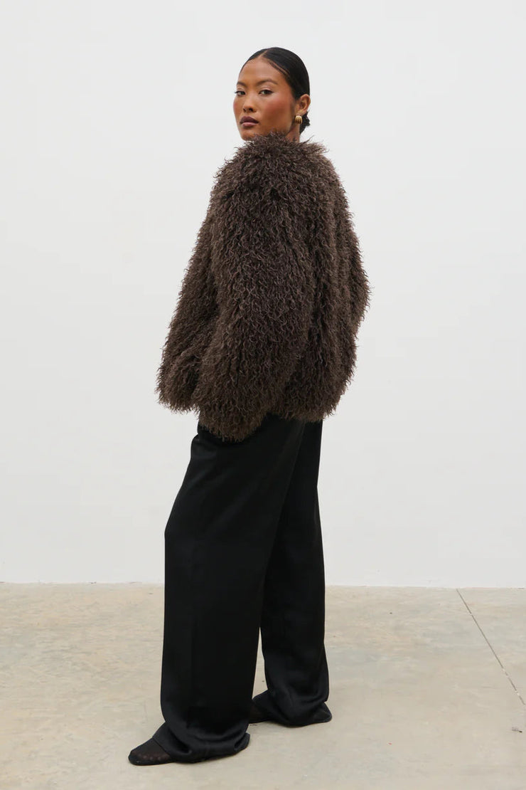 faux fur brown coat