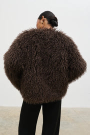 faux fur brown coat