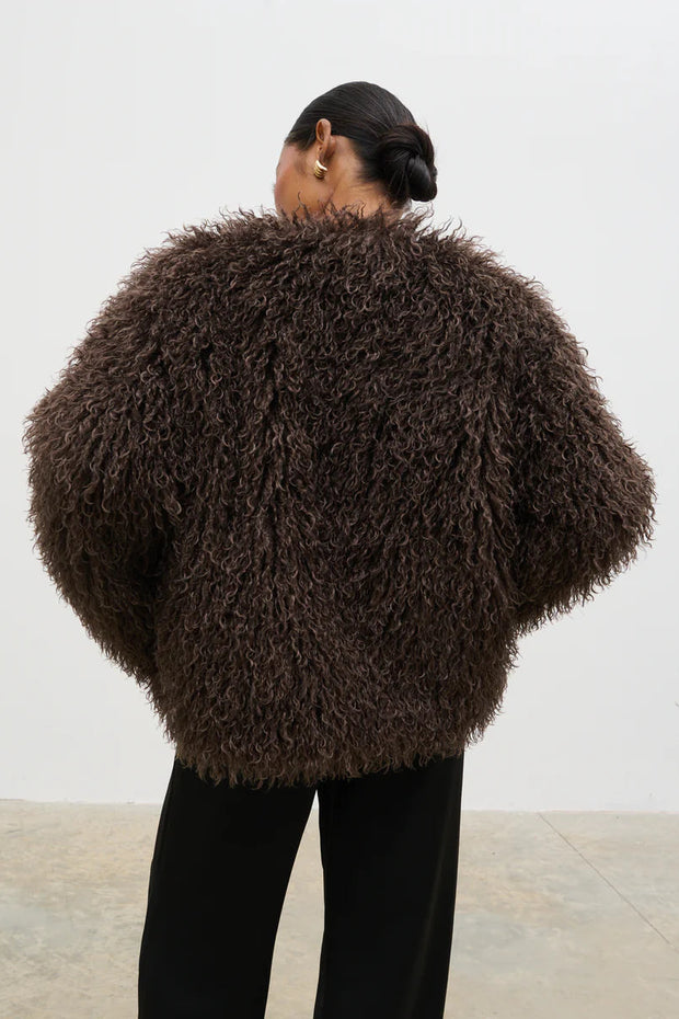 faux fur brown coat