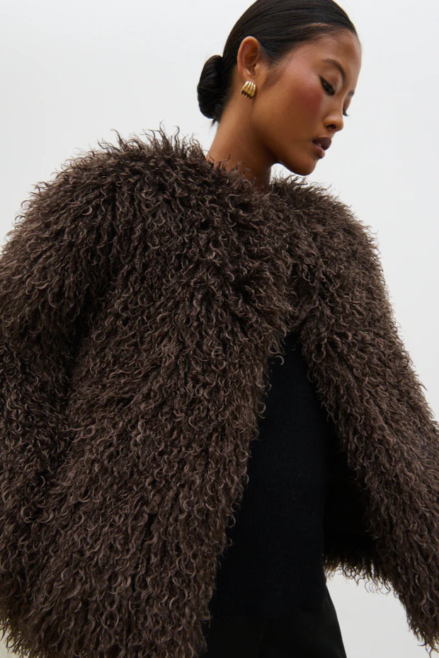faux fur brown coat