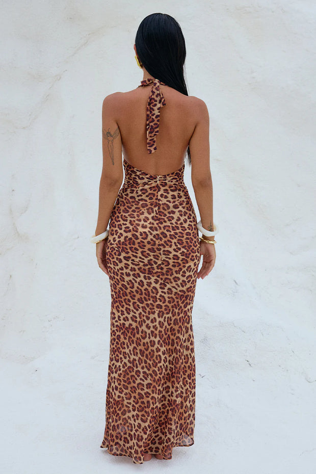 Runaway The Label Tenaya Maxi Dress in Leopard Print