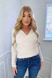 CMEO Anyone Else Knit Top Beige