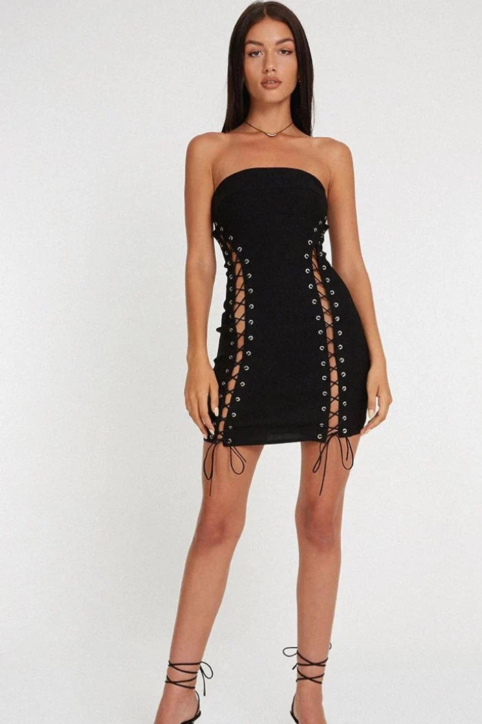 MOTEL ROCKS APISA MINI DRESS BLACK